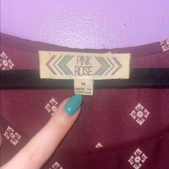 Pink Rose Blue Flutter Sleeve Blouse - Picture 2 of 3